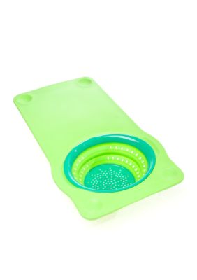 Squish Over the Sink Collapsible Colander with Non-Slip Cutting Board
