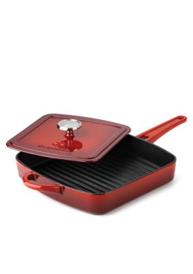 Calphalon Simply Enamel Cast Iron Red Panini & Press - Online Only