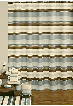 Saturday Knight Madison Stripe Blue Shower Curtain Amp Hooks