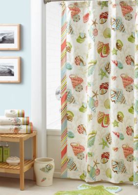 Croscill Coral Beach Shower Curtain and Hooks - Sold Separately