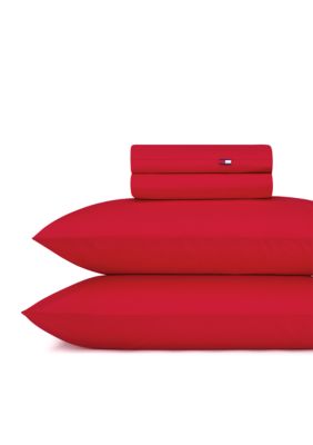 Tommy Hilfiger Cardinal Red Sheet Set - Online Only