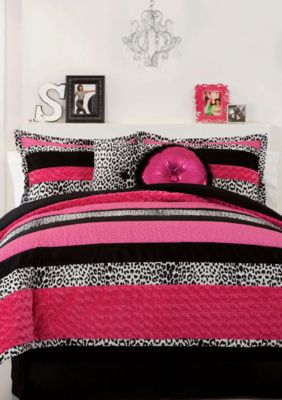 Sascha Pink/Black Full/Queen Comforter Set 86-in. x 86-in. with Shams 20-in. x 26-in.