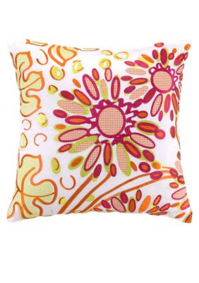 Geo Multicolored Flower Print Square Decorative Pillow 20-in. x 20-in.