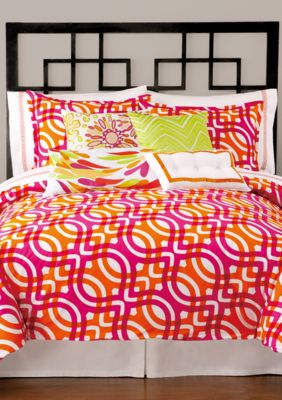 Geo Magenta and Orange Queen Comforter Set 92-in. x 96-in.