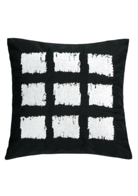 Brushstroke Black and White Square Decorative Pillow 18-in. x 18-in.