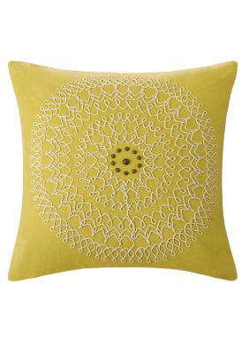 Abstract Palm Cress Green Medallion Pillow 18-in. x 18-in.