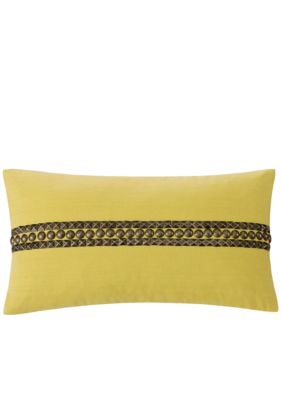 Abstract Palm Cress Green Studded Oblong Pillow 10-in. x 18-in.