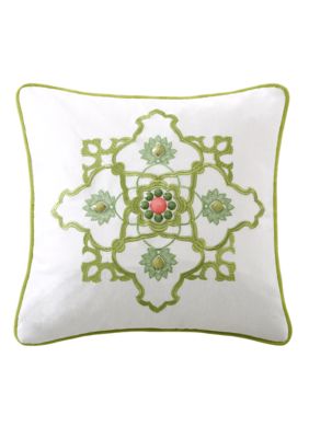 Gramercy Paisley White Square Decorative Pillow 18-in. x 18-in.