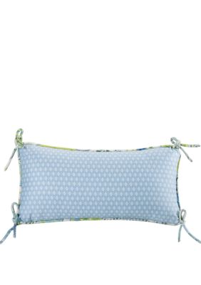 Sardinia Blue Oblong Decorative Pillow with Ties 9-in. x 18-in.
