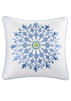 Sardinia White Square Decorative Pillow 18-in. x 18-in.