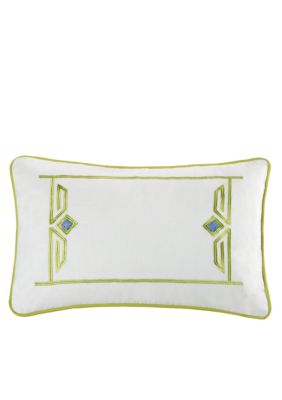 Sardinia White with Green Oblong Decorative Pillow 12-in. x 18-in.