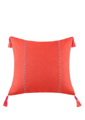 Mayan Geo Yam Square Decorative Pillow with Tassels 16-in. x 16-in.