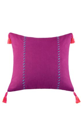 Mayan Geo Boysenberry Square Decorative Pillow with Tassels 16-in. x 16-in.