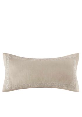 Odyssey Faux Linen with Embroidery Decorative Pillow 10-in. x 20-in.