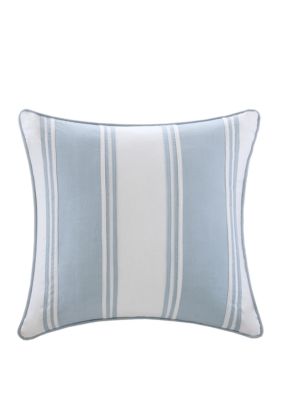 White and Blue Stripe Crystal Beach Decorative Pillow 18-in. x 18-in.