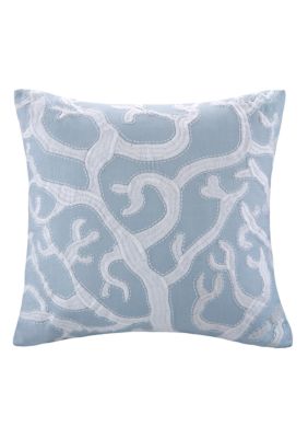 Blue Embroidered Crystal Beach Pillow 18-in. x 18-in.