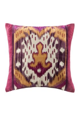 Chapan Fuschia Multi Ikat Decorative  Pillow 18-in. x 18-in.