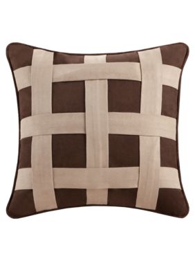 Brownstone Brown Embroidered Pillow 18-in. x 18-in.