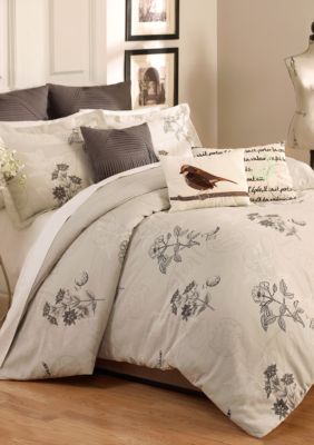 Scripted Embroidered Bird Decorative Pillow 13-in. x 18-in.