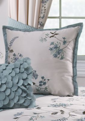 Allium Blue Square Applique Decorative Pillow 18-in. x 18-in.