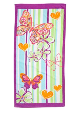 J Khaki Butterfly Youth Beach Towel