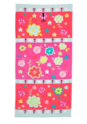 J Khaki Lady Bug Floral Youth Beach Towel
