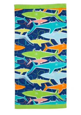 J Khaki Sharks Youth Beach Towel