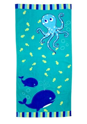 J Khaki Ocean Life Youth Beach Towel