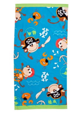 J Khaki Pirate Monkey Youth Beach Towel