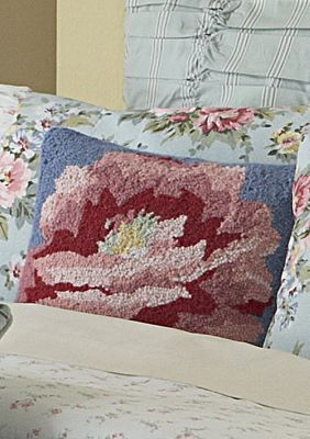 Peony Patch Floral Hooked Pillow 16-in. x 16-in.