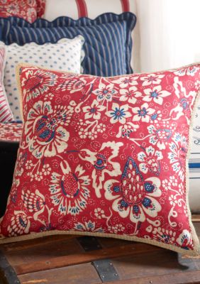 Villa Martine Red Floral Pillow 18-in. x 18-in.