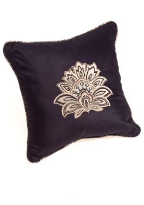 Valdosta Black Decorative Pillow with Center Detail 18-in. x 18-in.