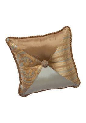 Dresser Light Khaki Button Square Decorative Pillow 18-in. x 18-in.