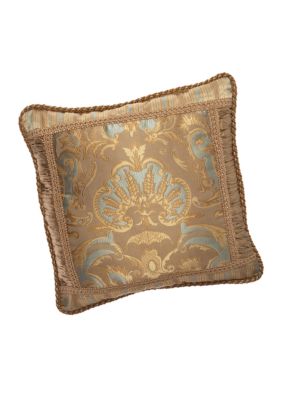 Dresser Light Khaki Damask Square Decorative Pillow 18-in. x 18-in.