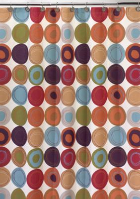 Creative Bath Dot Swirl Shower Curtain and Hooks