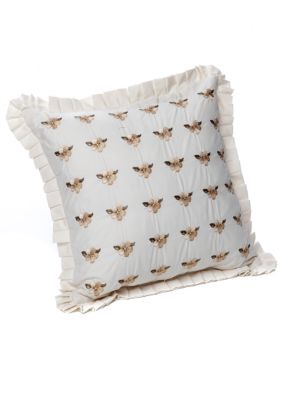 Grandiflora White Applique Trimmed Decorative Pillow 14-in. x 14-in.