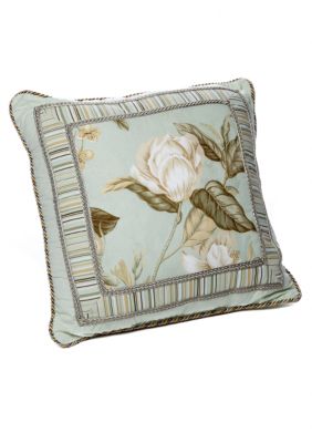 Grandiflora Mint Green Jacquard Decorative Pillow 18-in. x 18-in.