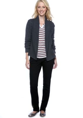 Calvin Klein Jeans Ribbed Collar Cardigan, Striped Convertible Sleeve Henley & Curvy Fit Skinny Jean