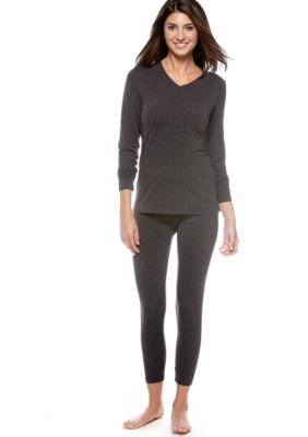 Cuddl Duds Flex Fit Long Sleeve V-Neck Top  & Flex Fit Legging - Online Only
