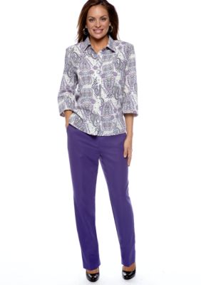 Kim Rogers&reg; Kim Rogers Petite Newport Crinkle Blouse and Petite Fit Microfiber Pant Average Inseam