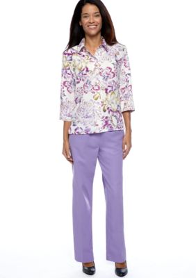 Kim Rogers&reg; Kim Rogers Petite Newport Crinkle Blouse and Petite Fit Microfiber Pant Average Inseam