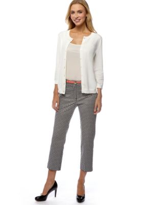 Madison Core Cardigan & Stretch Sateen Geometric Printed Ankle Pant