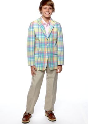 Izod Plaid Blazer with Oxford Shirt and Linen Pant Boys 8-20
