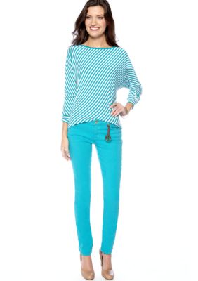 MICHAEL Michael Kors Bias Stripe Dolman Sleeve Top & Colored Skinny Jean