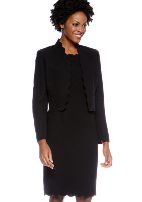 Kasper Petite Scalloped Flyaway Jacket & Petite Scalloped Sheath Dress