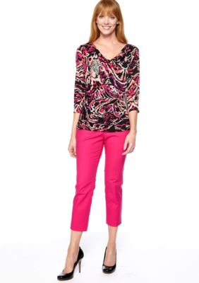 Madison Printed Knit and Woven Top & High Density Ankle Pant