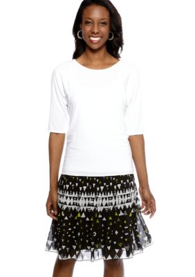 Madison Pleated Back Top & Print Pleated Skirt