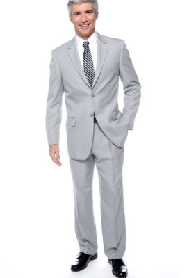 Saddlebred&reg; Light Gray Stria Suit Separate Coat, Light Gray Stria Suit Separate Pants & Eagle Shirtmakers Non-Iron Pinpoint Dress Shirt