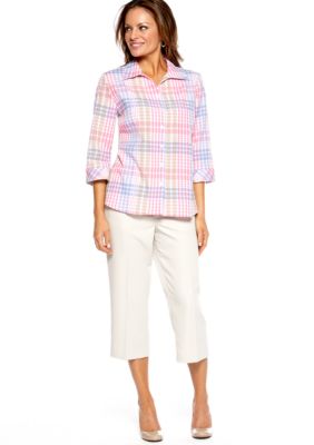 Kim Rogers&reg; Petite Three Quarter Sleeve Textured Blouse & Microfiber Capri