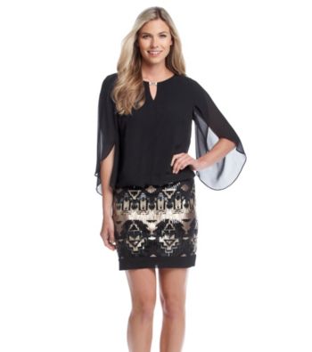 sequin skirt dress with chiffon top